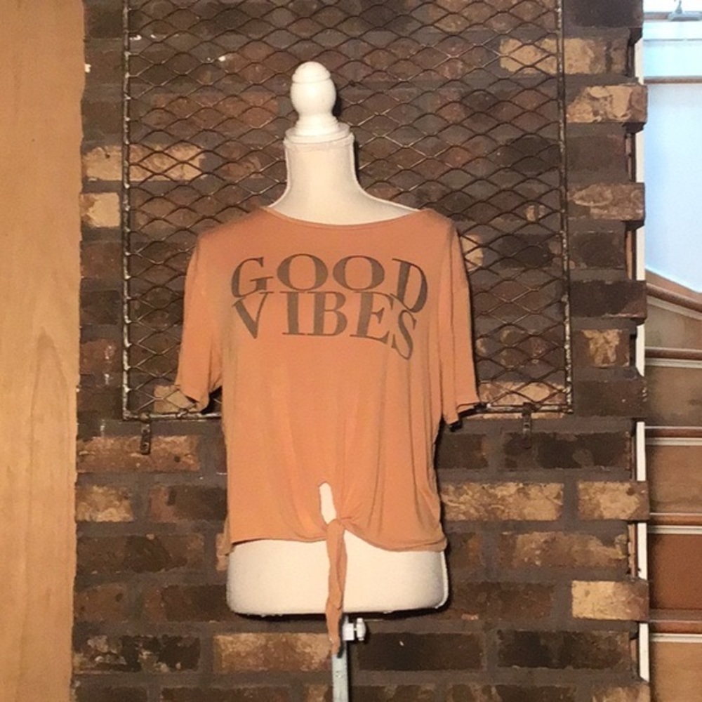 Hippie Chic crop top good vibes mustard yellow M